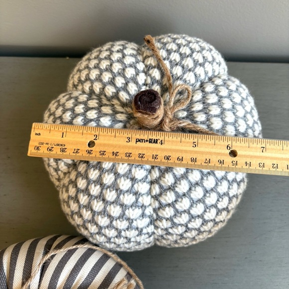 Holiday Halloween Fall Decorative Fabric Pumpkins Set of 3 Gray, White, Cream - Picture 14 of 16